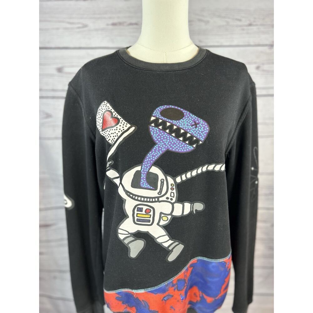 Bass by Ron Bass Crewneck Sweatshirt Mens S Graphic Astronaut Rare Pullover - Picture 2 of 6